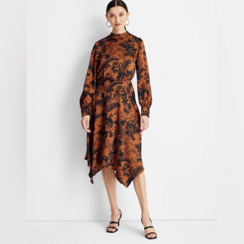 Future Collective Handkerchief Hem Long Sleeve Dress